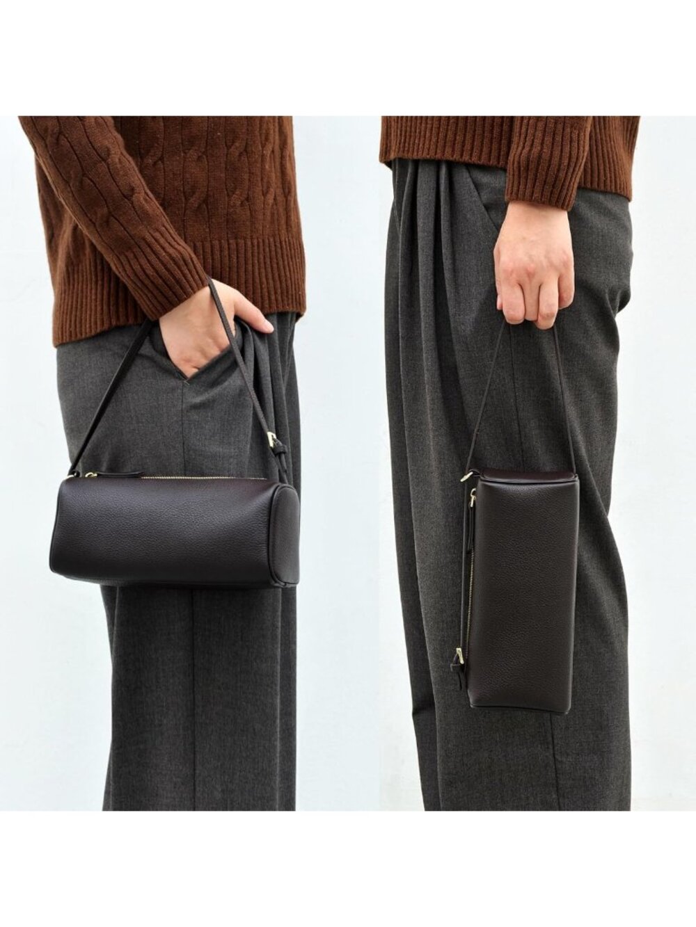 Premium Full Grain Leather Crossbody & Barrel Bag - Stylish, Versatile Handbag - Picture 2 of 7